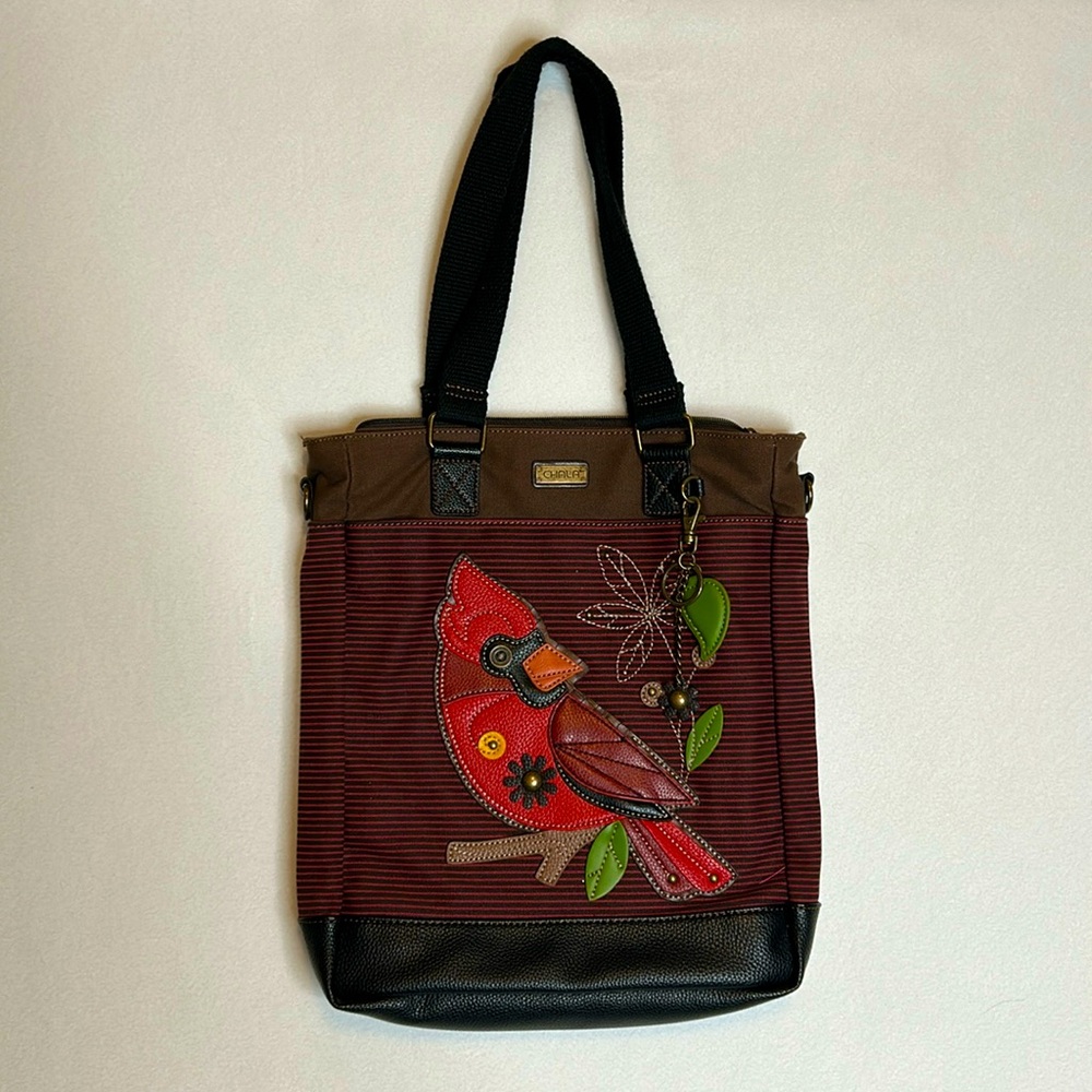 CHALA TOTE/PURSE
Cardinal Decor on Front w/thin stripes